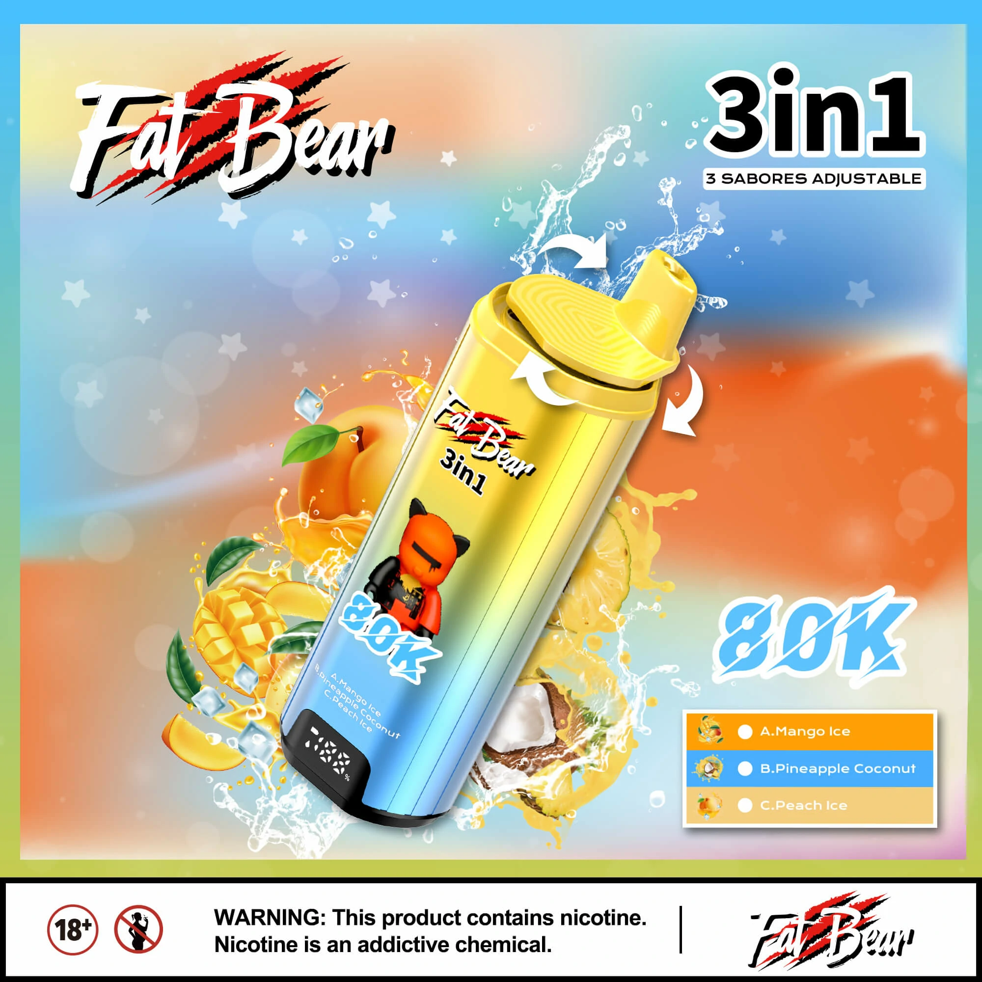 AIVONO AIM FAT BEAR 80000パフ 3-in-1 使い捨て電子タバコ