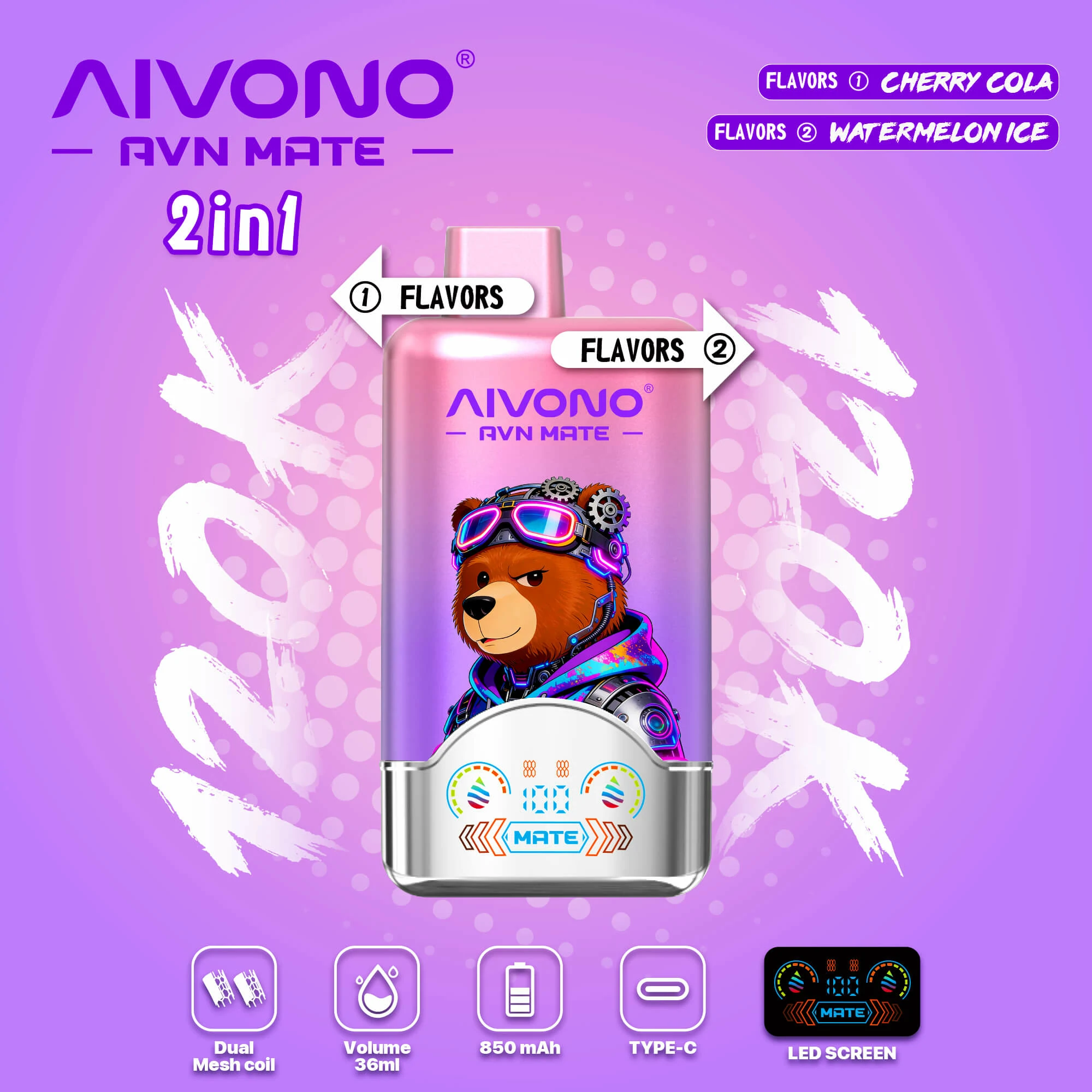 AIVONO AVN MATE 120000パフ 2-in-1 使い捨て電子タバコ