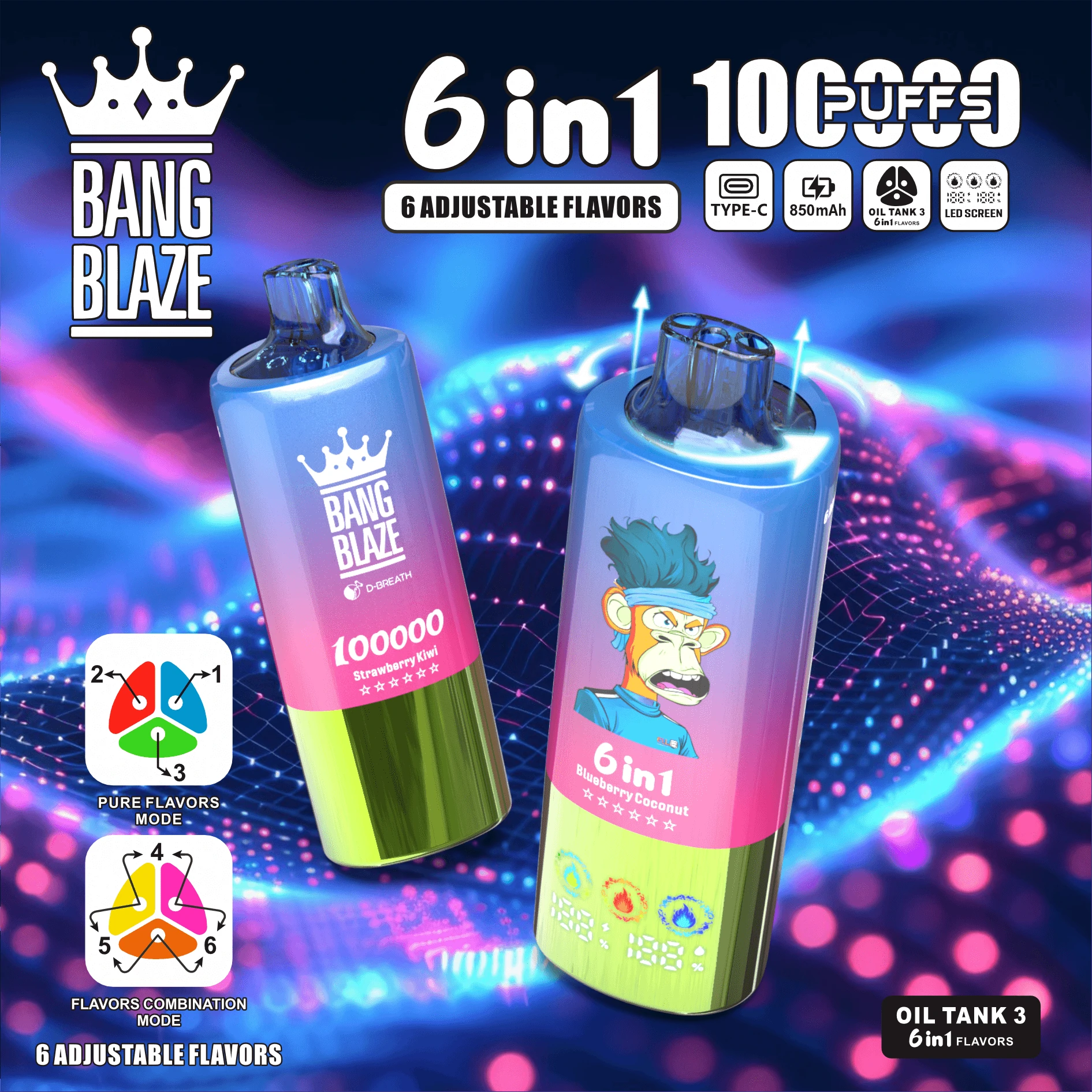 Bang Blaze 100000パフ 6-in-1 使い捨て電子タバコ