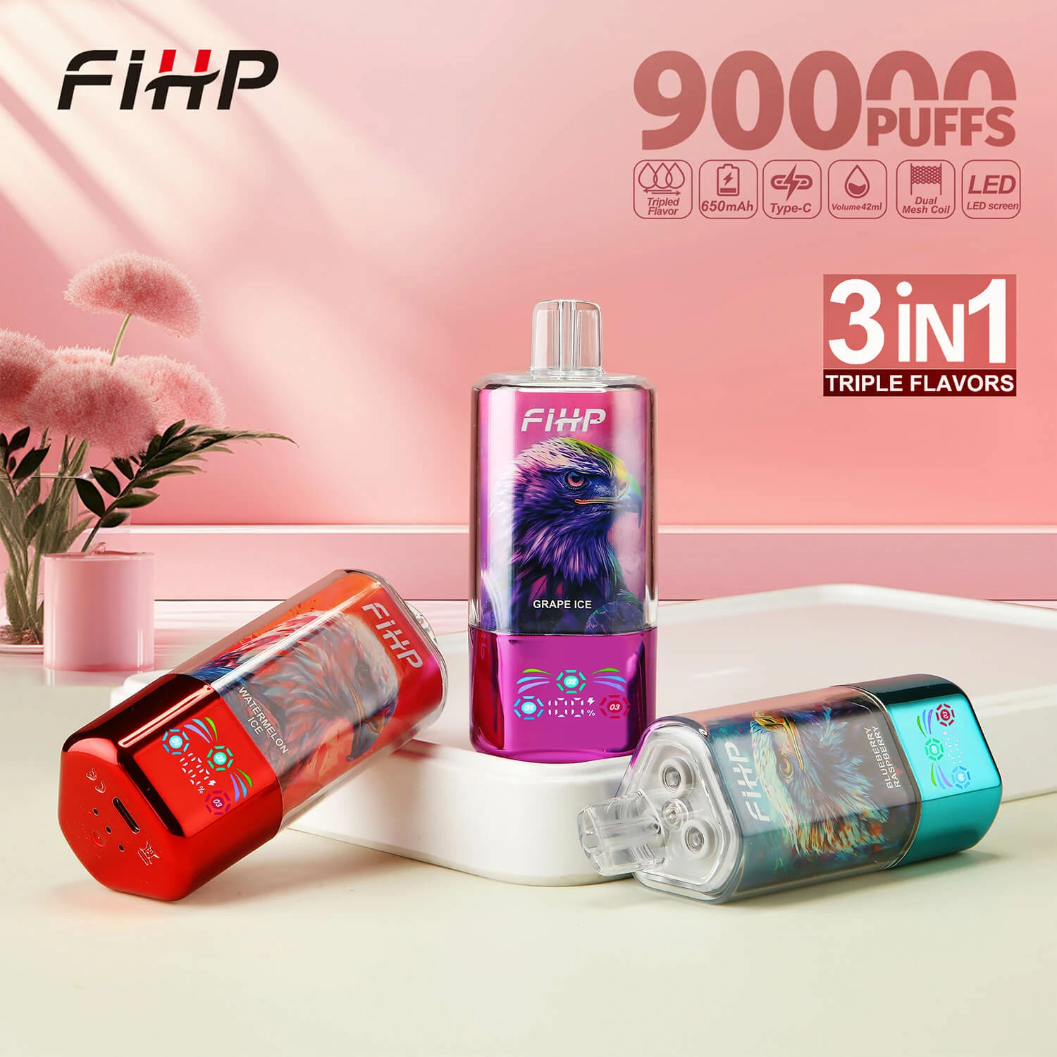 FIHP 90000パフ 3-in-1 使い捨て電子タバコ