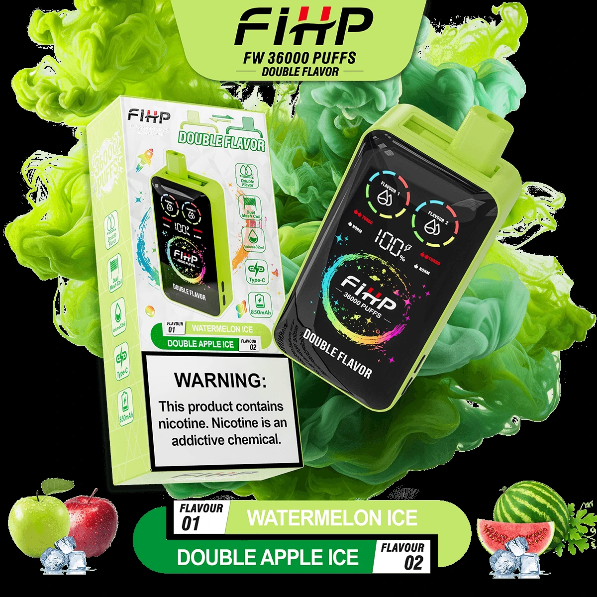 FIHP 36000パフ 2-in-1 使い捨て電子タバコ