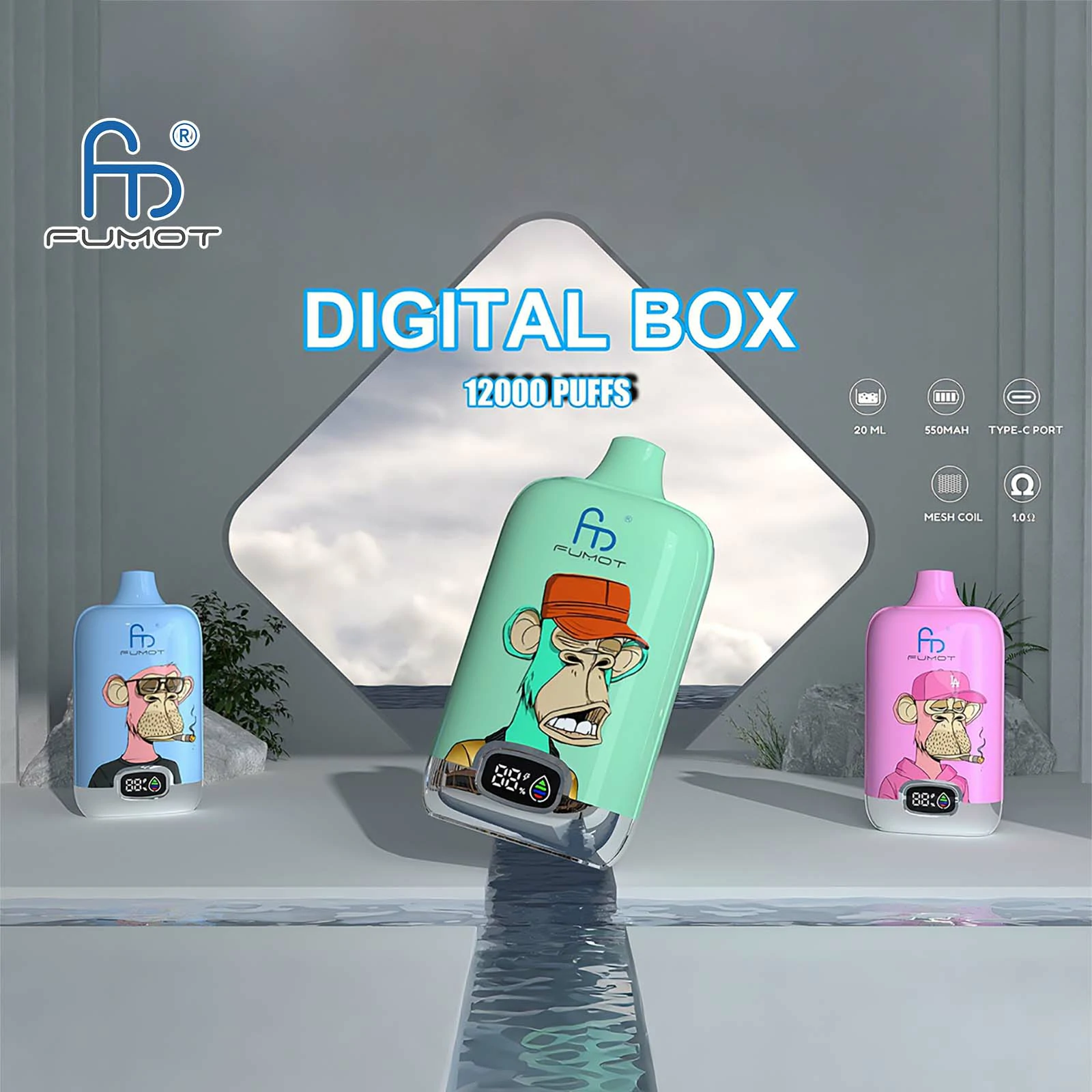 Fumot Digtal Box 12000パフ 使い捨て電子タバコ